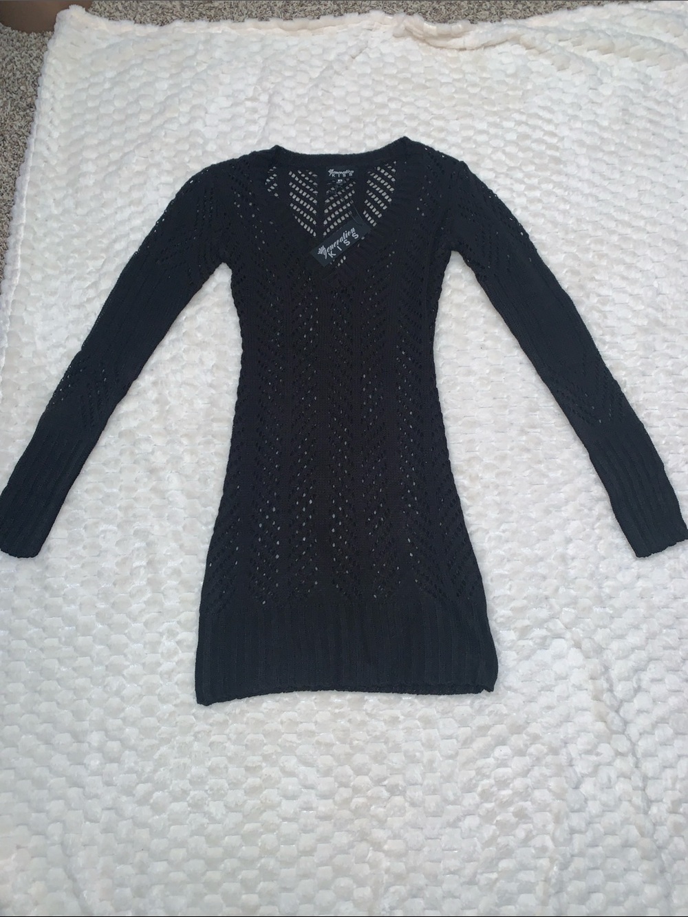 Generation Kiss Black Knit V-Neck Sweater Dress, Size XS, NWT